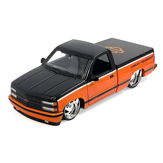 1993 Chevrolet 454 SS Pickup Truck "Harley Davidson" Black and Orange "H-D Custom" Series 1/24 Diecast Model Car by Maisto