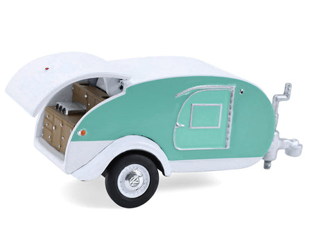 Teardrop trailer 32330B-5__35635, open, green & white