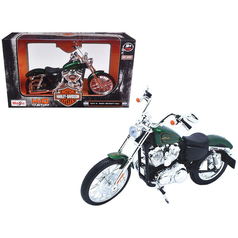 2013 Harley Davidson XL 1200V Seventy Two Green Motorcycle Model 1/12 by Maisto