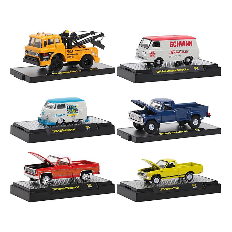 "Auto Trucks" 6 piece Set Release 68 IN DISPLAY CASES Limited Edition to 8400 pieces Worldwide 1/64 Diecast Model Cars by M2 Machines