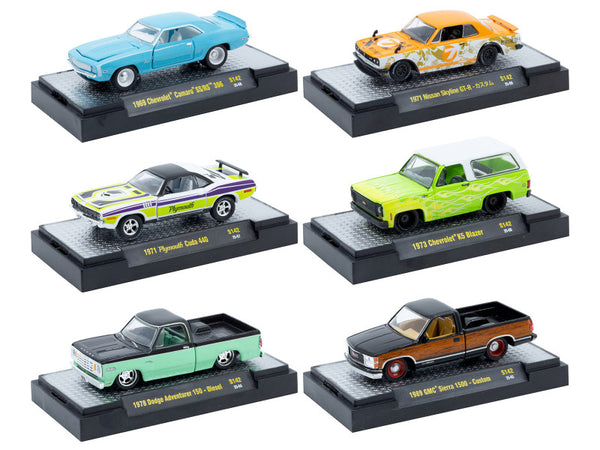 "Auto-Thentics" 6 piece Set Release S142 IN DISPLAY CASES Limited Edition 1/64 Diecast Model Cars by M2 Machines