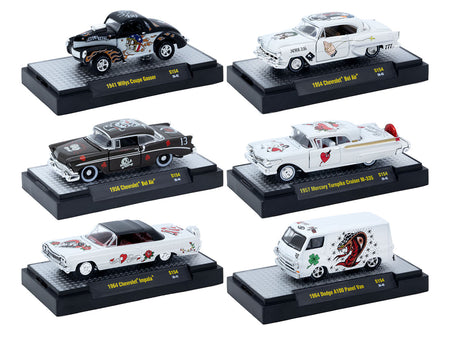 "Auto-Thentics" 6 piece Set Release S154 IN DISPLAY CASES Limited Edition 1/64 Diecast Model Cars by M2 Machines