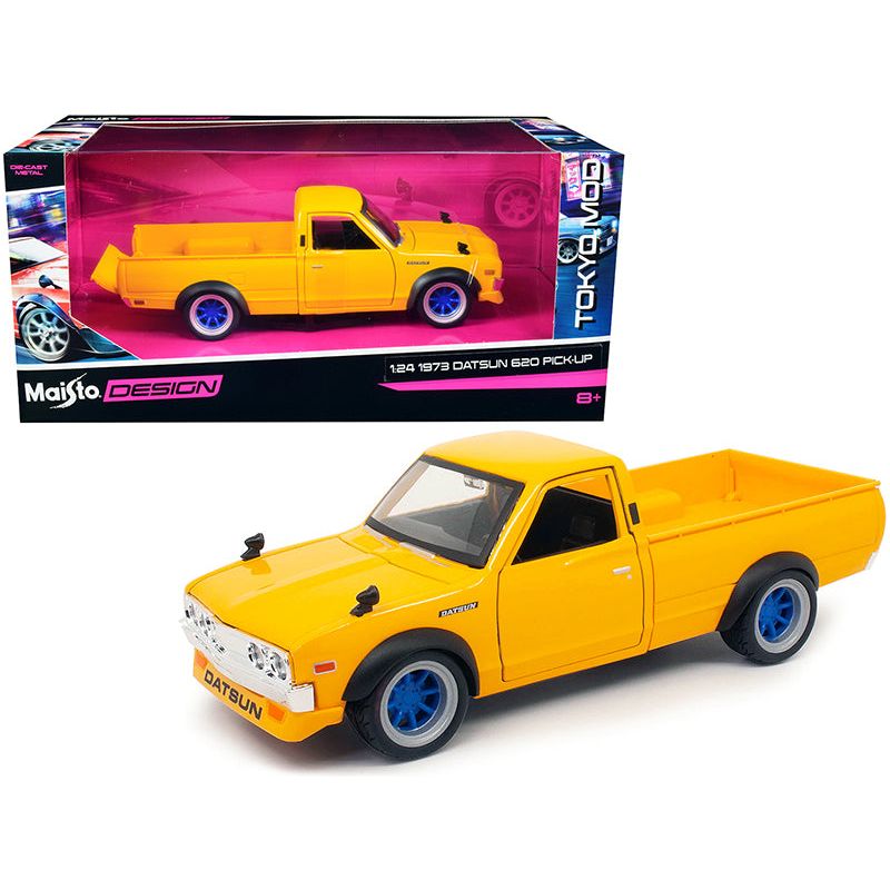 1973 Datsun 620 Pickup Truck Yellow "Tokyo Mod" Maisto Design 1/24 Diecast Model Car by Maisto