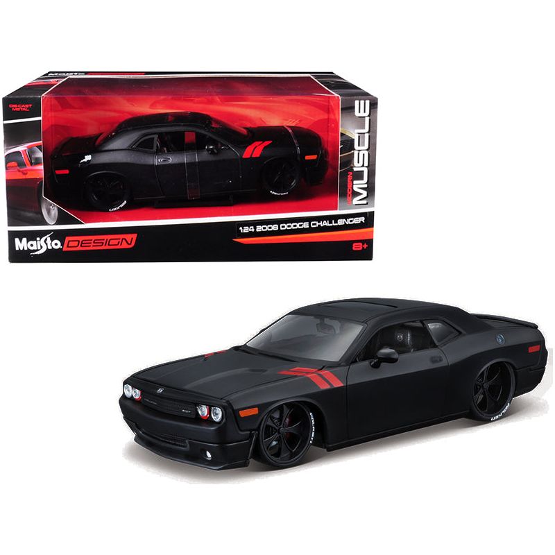 2008 Dodge Challenger Matt Black "Modern Muscle" 1/24 Diecast Model Car by Maisto