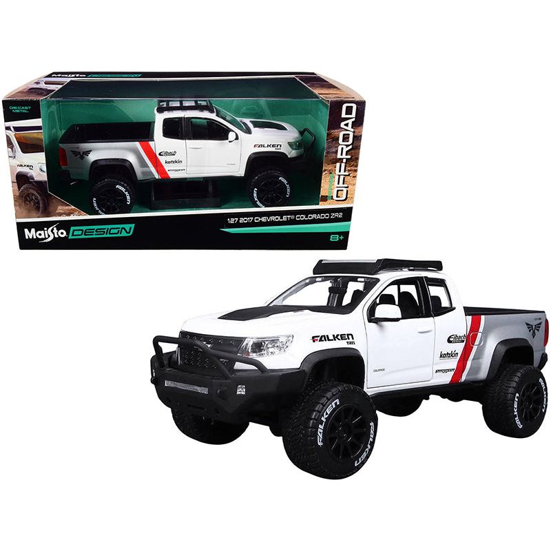 2017 Chevrolet Colorado ZR2 Pickup Truck "Falken Tires" White and Silver 1/27 Diecast Model Car by Maisto