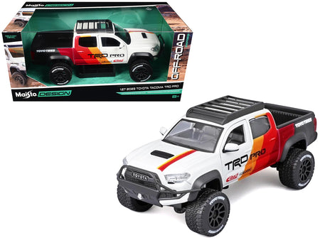 2023 Toyota Tacoma TRD PRO Off Road Pickup Truck White with Graphics and Roof Rack "Maisto Design" Series 1/27 Diecast Model Car Maisto