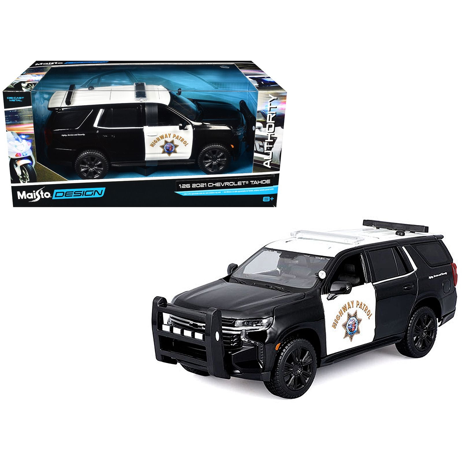 2021 Chevrolet Tahoe "California Highway Patrol" Black and White "Authority" "Maisto Design" Series 1/26 Diecast Model Car by Maisto