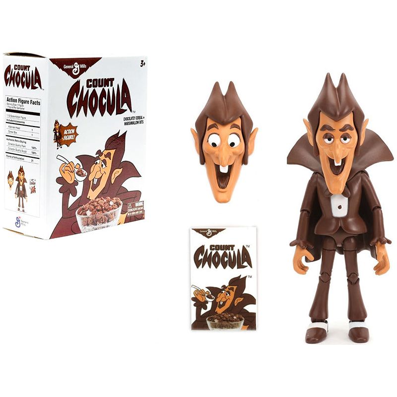 Count Chocula 6.5" Moveable Figurine with Alternate Head and Cereal Box "General Mills" 1/12 Scale by Jada