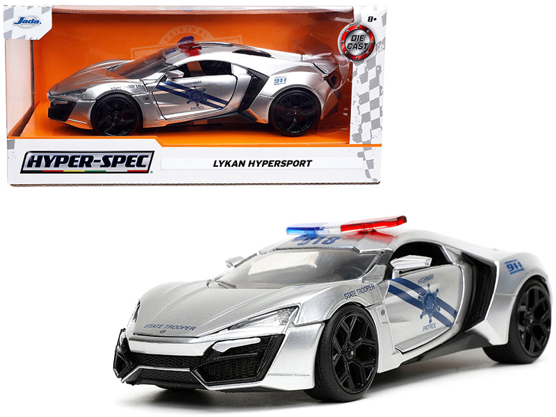 Lykan Hypersport Police Silver with Blue Stripes "Highway Patrol" "Hyper-Spec" Series 1/24 Diecast Model Car by Jada