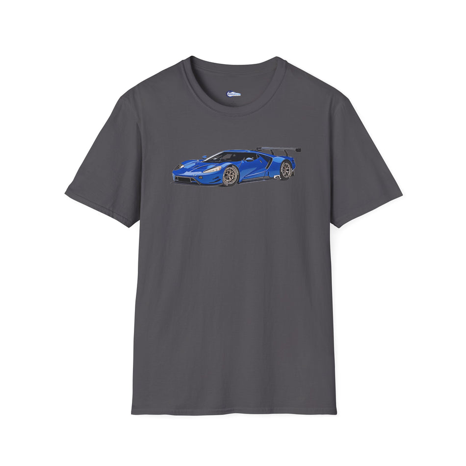 Modern Vector Art Style Blue Ford GT Le Mans Race Car T-Shirt