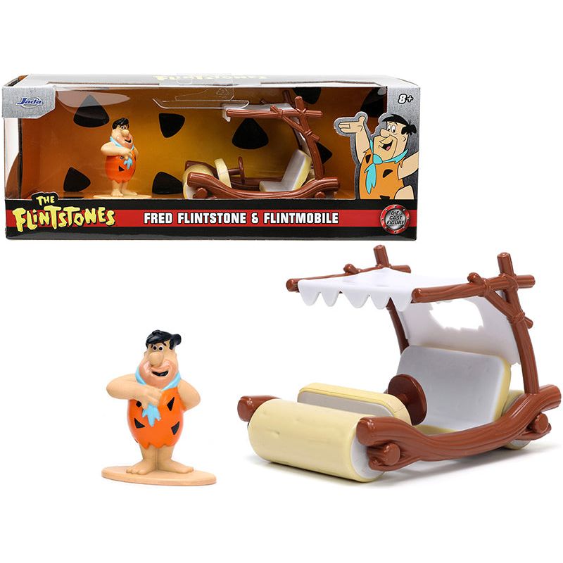 Flintmobile with Fred Flintstone Diecast Figurine "The Flintstones" "Hollywood Rides" Series 1/32 Diecast Model Car by Jada