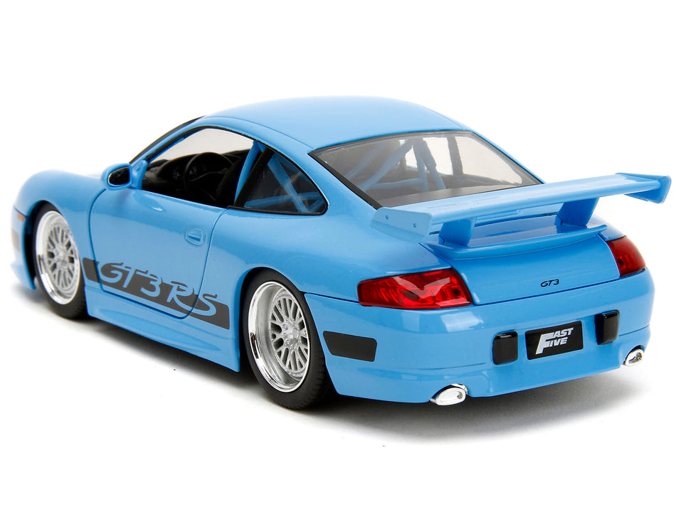 Porsche 911 GT3 RS Light Blue with Black Accents "Fast & Furious" Movie 1/24 Diecast Model Car by Jada