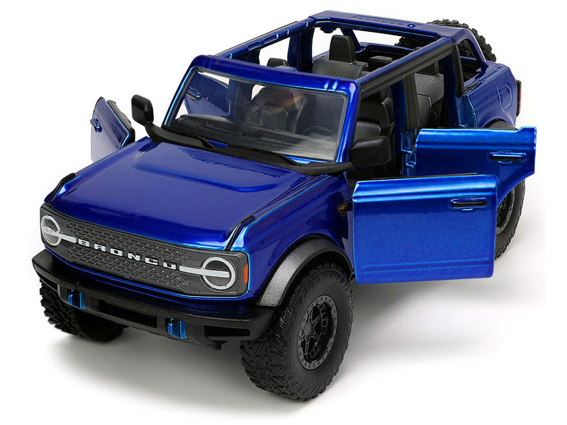 2021 Ford Bronco Open-Top Candy Blue Metallic with Extra Wheels "Just Trucks" Series 1/24 Diecast Model Car by Jada