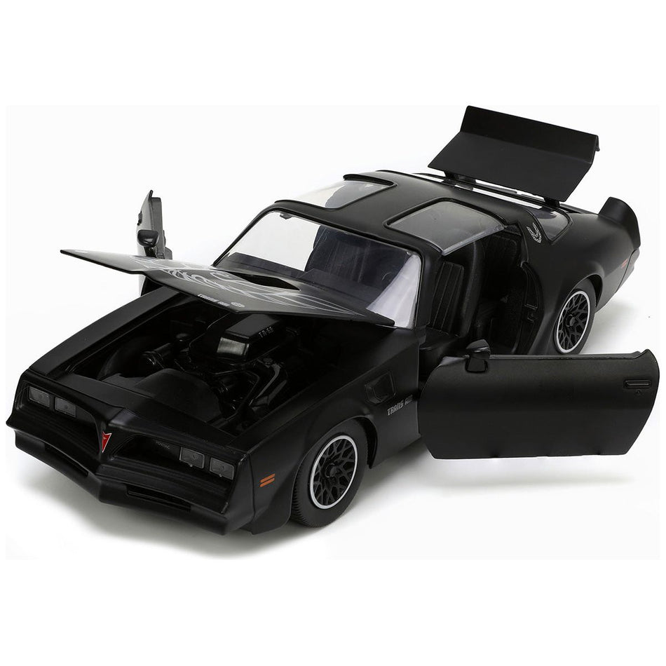 1977 Pontiac Firebird T/A Trans Am Matt Black with Bird Graphic on Hood "Bigtime Muscle" Series 1/24 Diecast Model Car by Jada