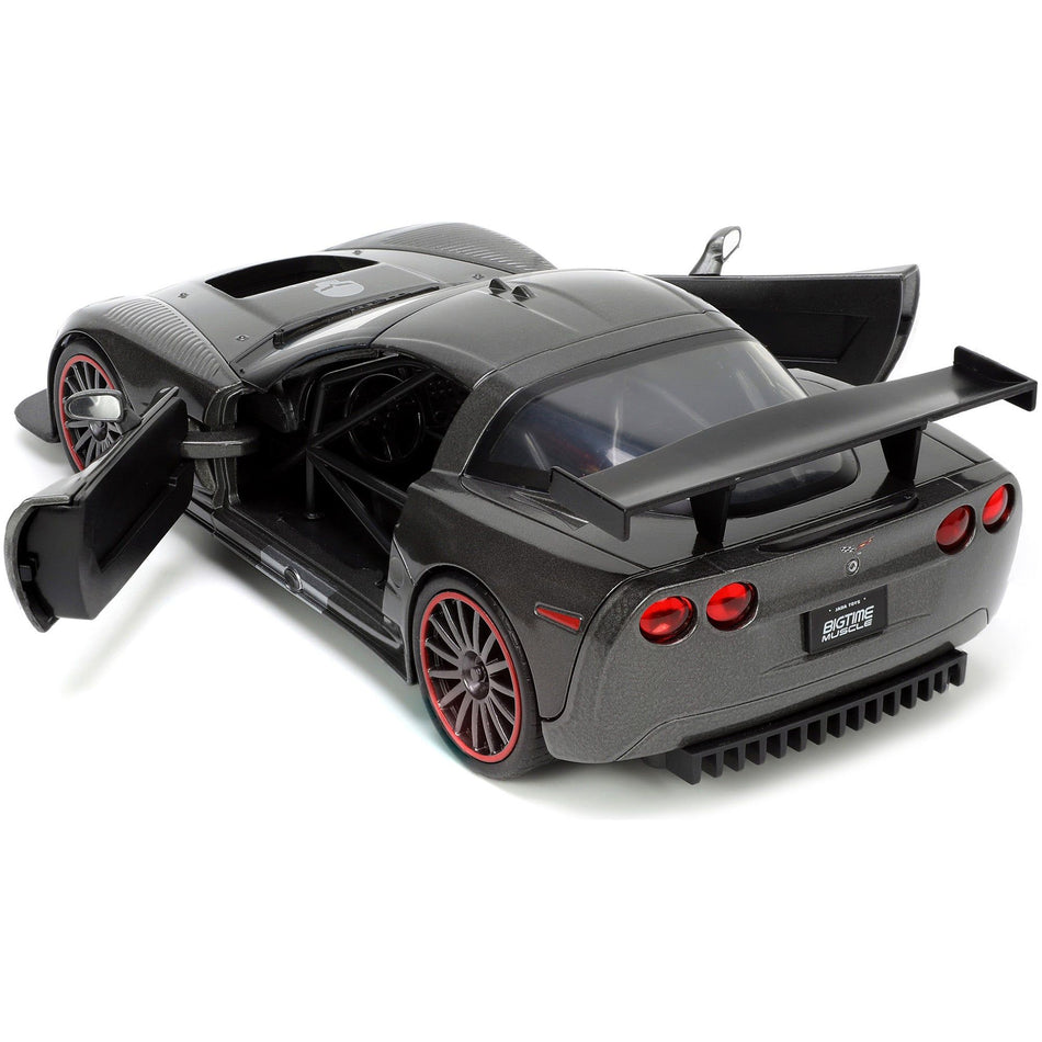 2005 Chevrolet Corvette C6-R Dark Gray Metallic "Corvette Racing" "Bigtime Muscle" Series 1/24 Diecast Model Car by Jada