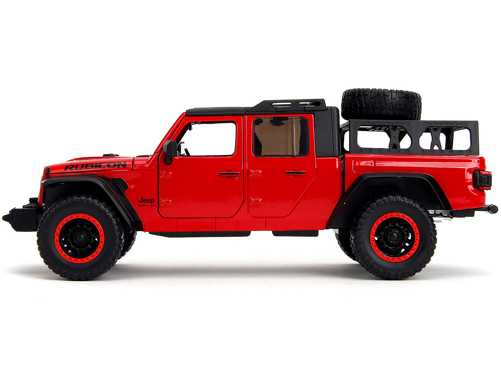 2020 Jeep Gladiator Rubicon Pickup Truck Red with Black Top and Extra Wheels "Just Trucks" Series 1/24 Diecast Model Car by Jada