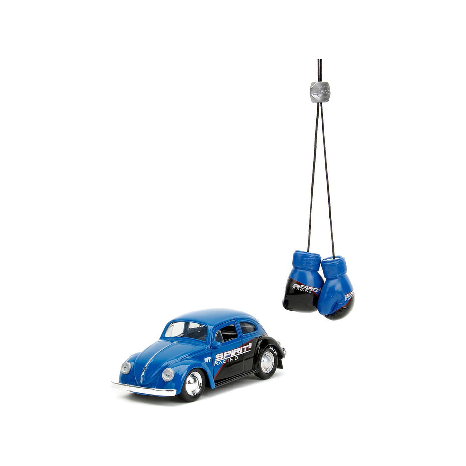 1959 Volkswagen Beetle "Spirit3 Racing" Blue and Black and Boxing Gloves Accessory "Punch Buggy" Series 1/32 Diecast Model Car by Jada