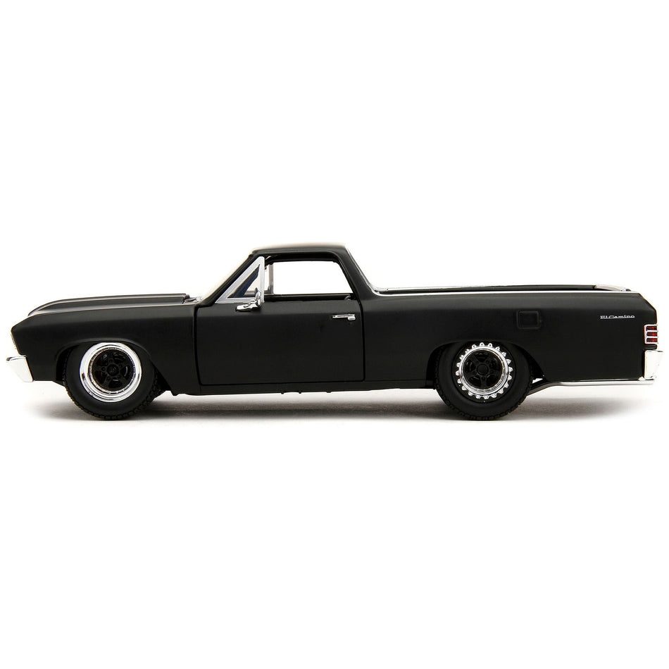 1967 Chevrolet El Camino Matt Black "Fast & Furious" Series 1/24 Diecast Model Car by Jada