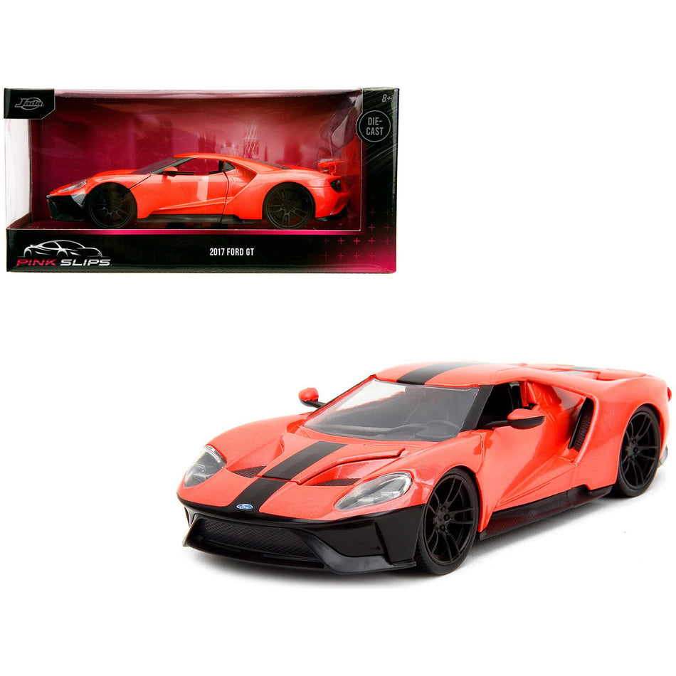 2017 Ford GT Light Red Metallic with Black Stripe "Pink Slips" Series 1/24 Diecast Model Car by Jada