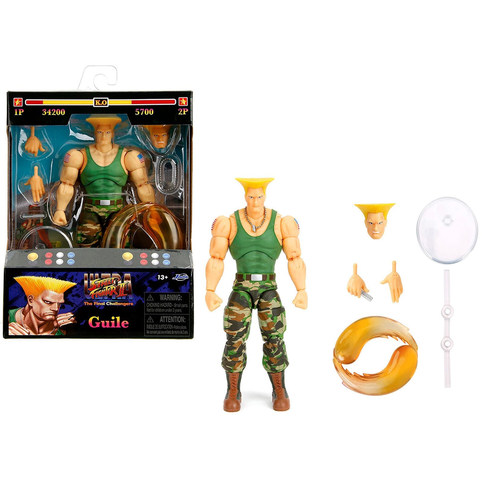 Guile 6" Moveable Figure with Accessories and Alternate Head and Hands "Ultra Street Fighter II: The Final Challengers" (2017) Video Game Model by Jada