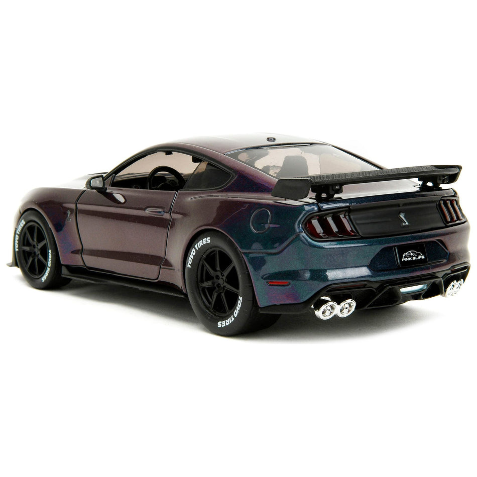 2020 Ford Mustang Shelby GT500 Dark Blue Metallic and Purple Metallic "Pink Slips" Series 1/24 Diecast Model Car by Jada