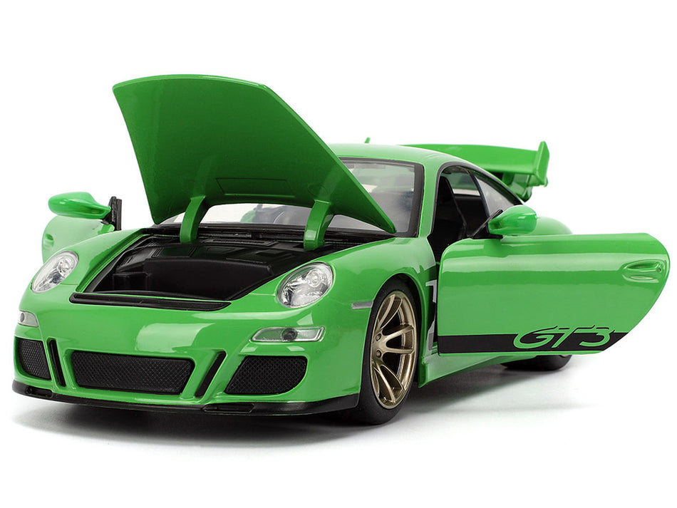 Porsche 911 GT3 (997) Green with Black Accents "Fast X" (2023) Movie "Fast & Furious" Series 1/24 Diecast Model Car by Jada