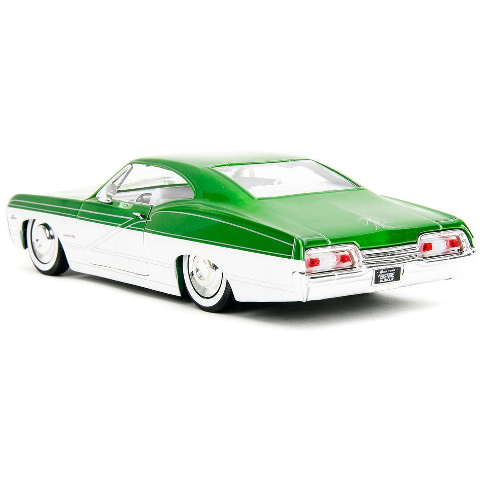 1967 Chevrolet Impala SS Green Metallic and White with White Interior "Bigtime Muscle" Series 1/24 Diecast Model Car by Jada