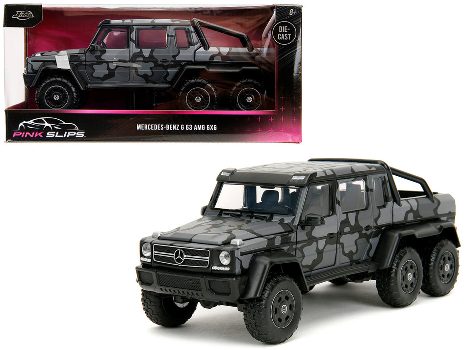 Mercedes-Benz G 63 AMG 6x6 Pickup Truck Gray Camouflage "Pink Slips" Series 1/24 Diecast Model Car by Jada