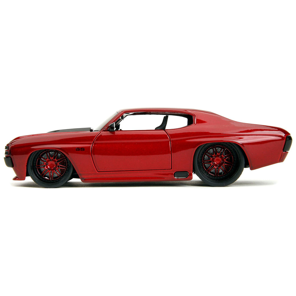 1971 Chevrolet Chevelle SS Red Metallic with Black Stripes "Pink Slips" Series 1/24 Diecast Model Car by Jada