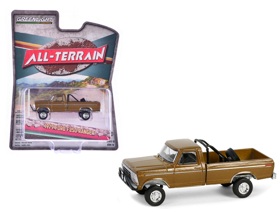 1979 Ford F250 Ranger Pickup Truck Gold Metallic "All Terrain" Series 16 1/64 Diecast Model Car by Greenlight