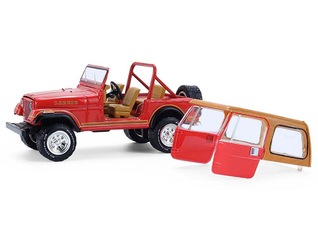 1980 Jeep CJ-7 Laredo Red with Tan Top "All Terrain" Series 17 1/64 Diecast Model Car by Greenlight