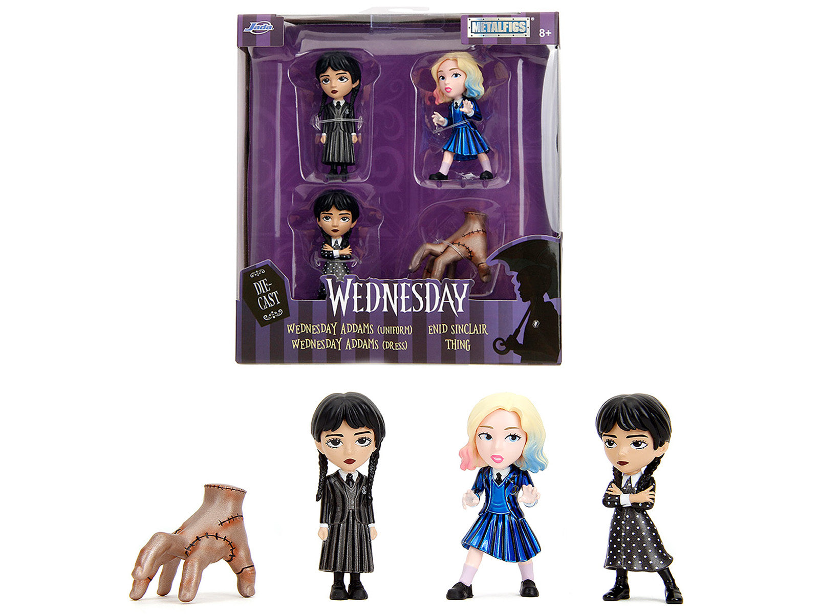 Set of 4 Diecast Figures "Wednesday" (2022-Current) TV Series "Metalfigs" Series Diecast Models by Jada