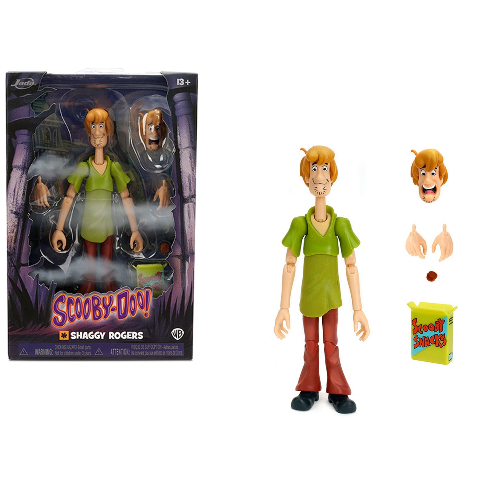 Shaggy Rogers 6.5" Moveable Figure with Accessories and Alternate Head and Hands "Scooby-Doo!" Franchise Model by Jada