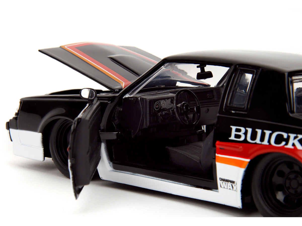 1987 Buick Grand National #7 "Buick Racing" Black and White with Stripes "Bigtime Muscle" Series 1/24 Diecast Model Car by Jada - view 4