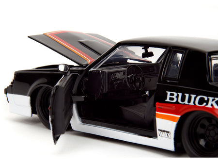1987 Buick Grand National #7 "Buick Racing" Black and White with Stripes "Bigtime Muscle" Series 1/24 Diecast Model Car by Jada - view 4