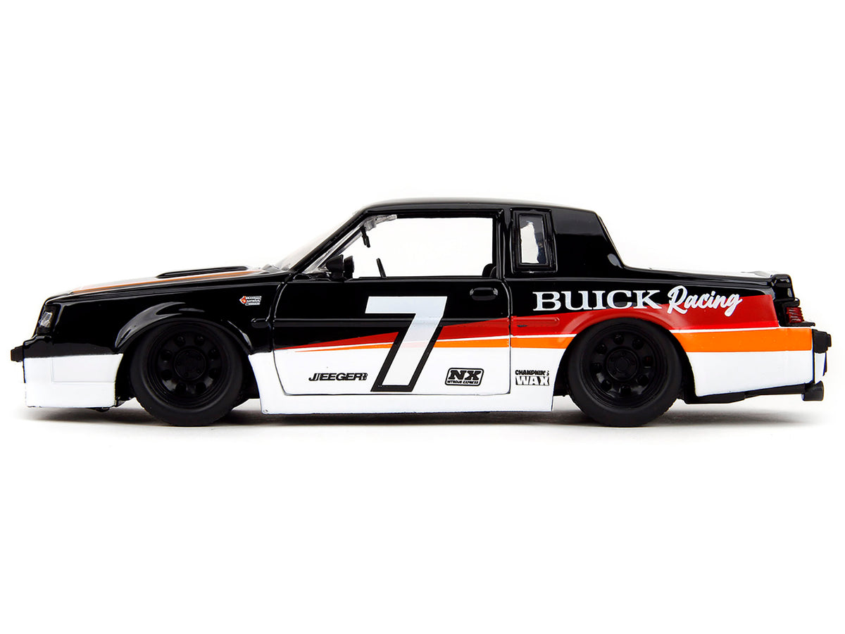 1987 Buick Grand National #7 "Buick Racing" Black and White with Stripes "Bigtime Muscle" Series 1/24 Diecast Model Car by Jada - view 5