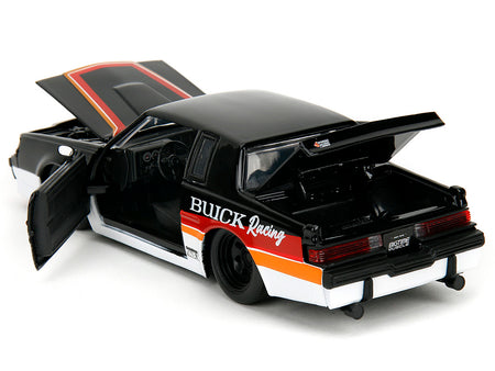 1987 Buick Grand National #7 "Buick Racing" Black and White with Stripes "Bigtime Muscle" Series 1/24 Diecast Model Car by Jada - view 2