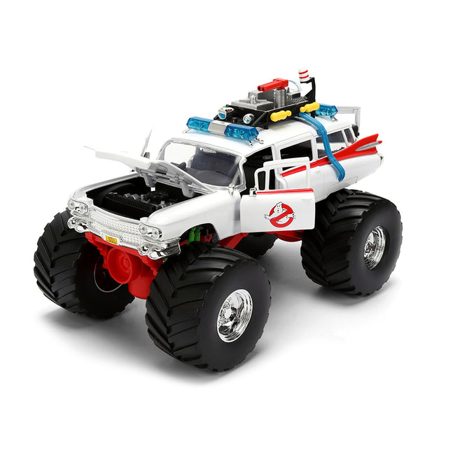 1959 Cadillac Ambulance Ecto-1 "Ghostbusters" (1984) Movie Monster Truck Version "Hollywood Rides" Series 1/24 Diecast Model Car by Jada