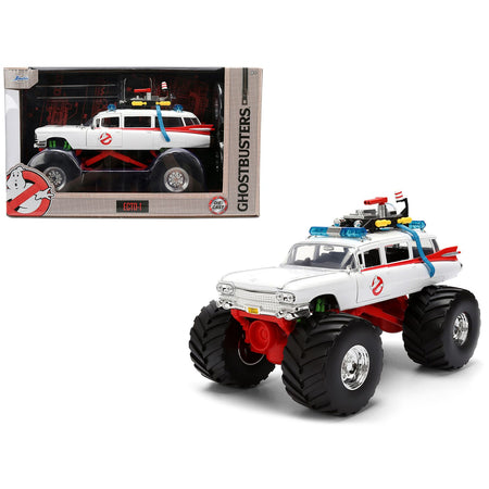 1959 Cadillac Ambulance Ecto-1 "Ghostbusters" (1984) Movie Monster Truck Version "Hollywood Rides" Series 1/24 Diecast Model Car by Jada