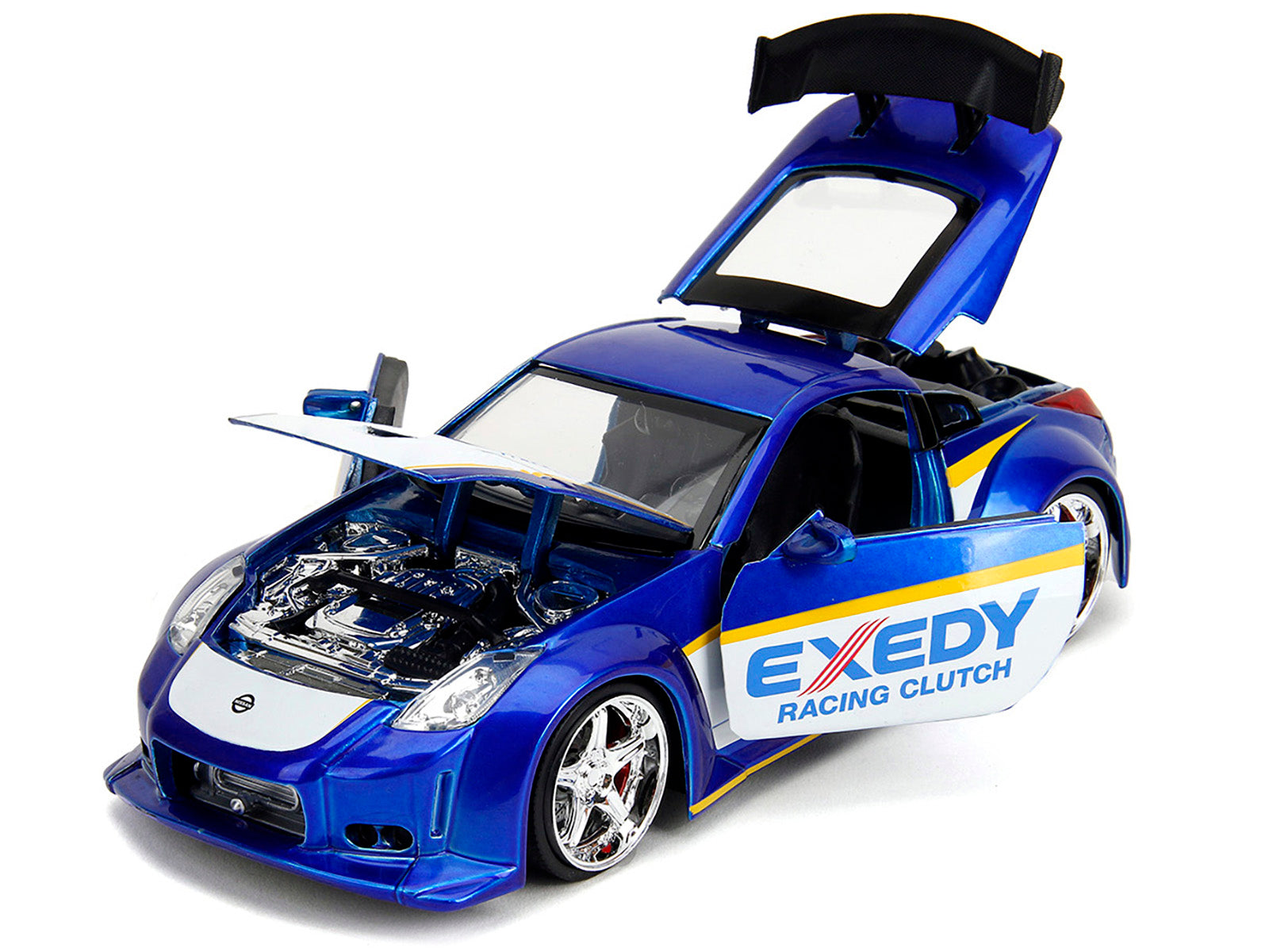 2003 Nissan 350Z "Exedy Racing Clutch" Candy Blue and White "JDM Tuners" Series 1/24 Diecast Model Car by Jada