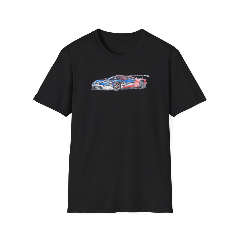 Sketch art T-Shirt - 24H of Le Mans (2019) Ford GT #68 Sebastien Bourdais - Joey Hand - Dirk Muller - Unisex
