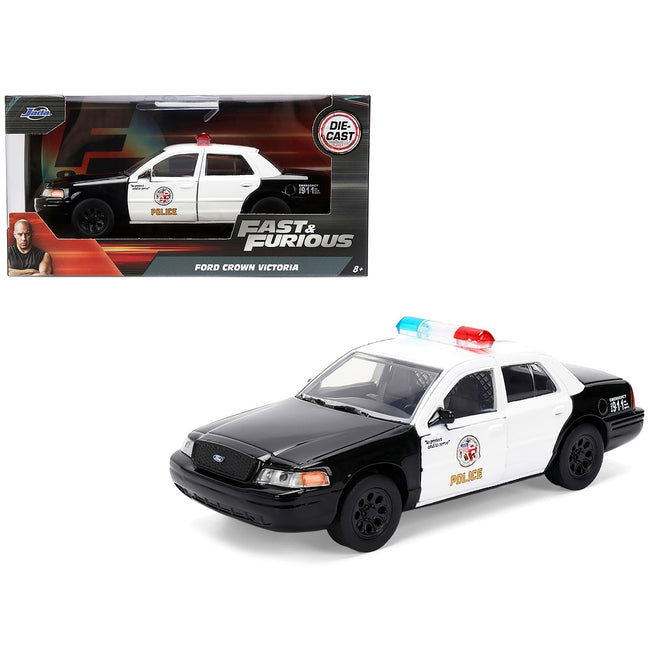 Ford Crown Victoria "LAPD (Los Angeles Police Department) Black and White "The Fast and the Furious" (2001) Movie "Fast & Furious" Series 1/32 Diecast Model Car by Jada