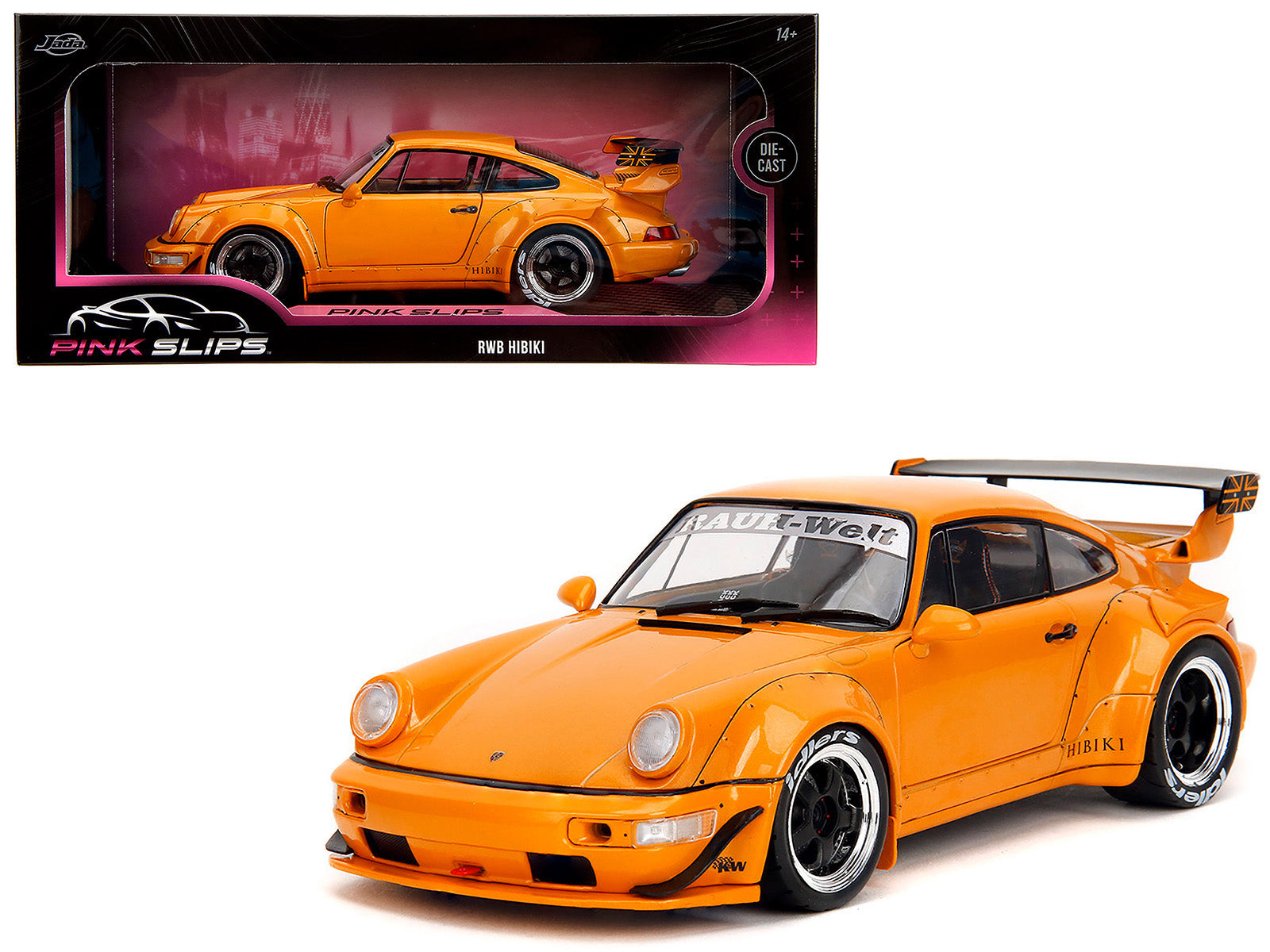 RWB Bodykit "Hibiki" Orange Metallic "Pink Slips" Series 1/18 Diecast Model Car by Jada