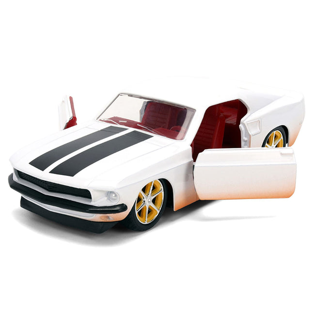 Roman's Ford Mustang White with Black Stripes and Red Interior (Dirty Version) "Fast & Furious" Movie "Fast & Furious 25th Anniversary" Series 1/32 Diecast Model Car by Jada