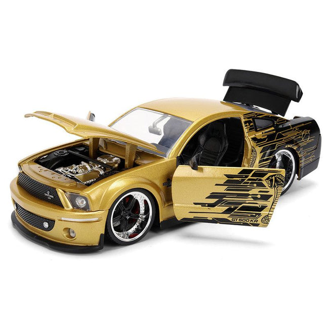 2008 Ford Shelby Mustang GT-500KR Gold Metallic and Black with Graphics "Bigtime Muscle" Series 1/24 Diecast Model Car by Jada