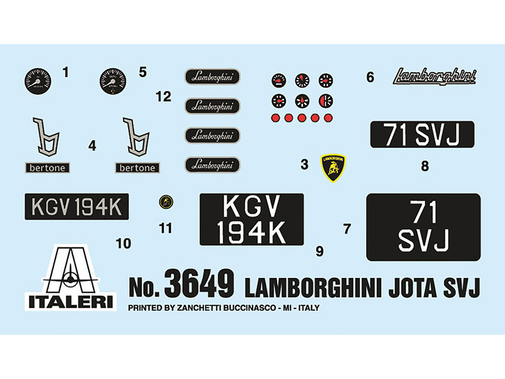 Skill 2 Model Kit Lamborghini Miura Jota SVJ 1/24 Scale Model by Italeri