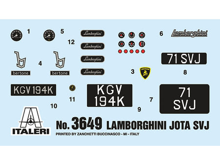 Skill 2 Model Kit Lamborghini Miura Jota SVJ 1/24 Scale Model by Italeri