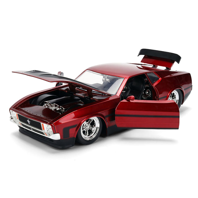 1973 Ford Mustang Mach 1 Red Metallic with Matt Black Hood and Black Stripes "Bigtime Muscle" Series 1/24 Diecast Model Car by Jada