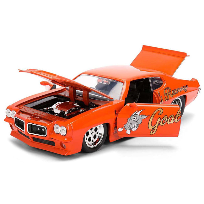 1971 Pontiac GTO "Goat's Revenge" Orange with Graphics "Bigtime Muscle" Series 1/24 Diecast Model Car by Jada