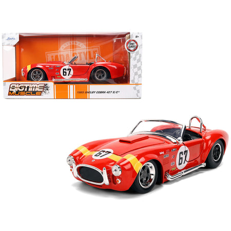 1965 Shelby Cobra 427 S/C #67 Red with Yellow Stripe "Bigtime Muscle" Series 1/24 Diecast Model Car by Jada